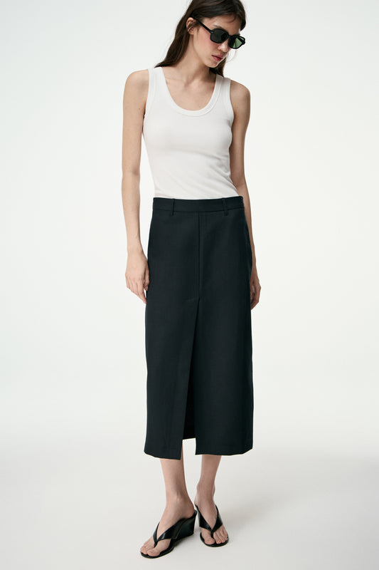 LINEN MIDI SKIRT