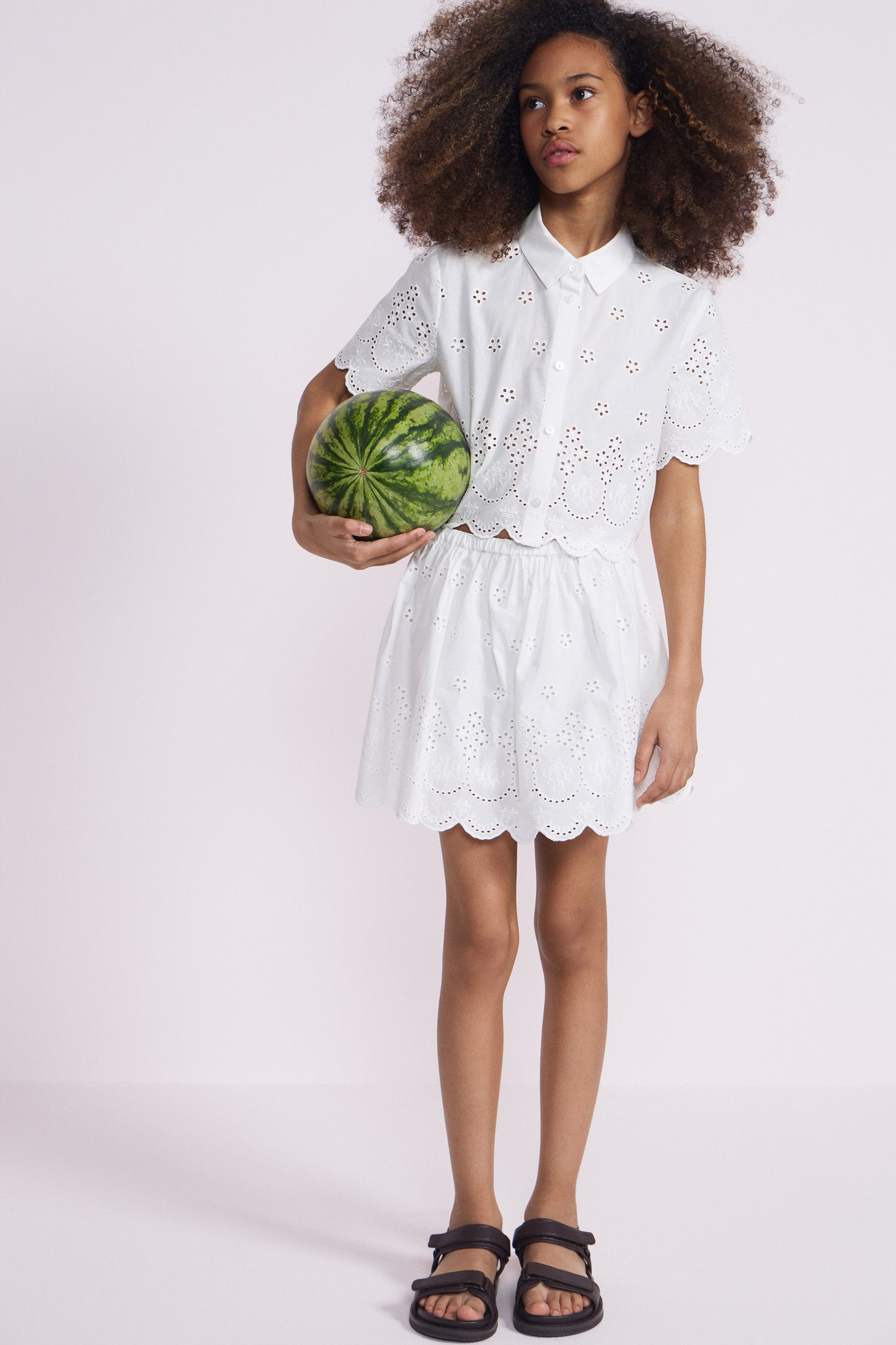 BRODERIE ANGLAISE COTTON SKORT