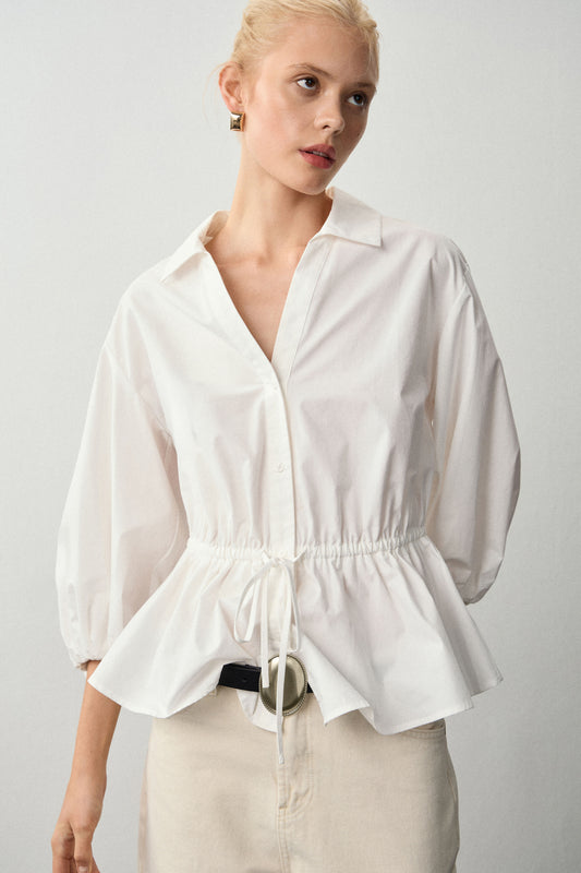 DRAPED COTTON BLOUSE