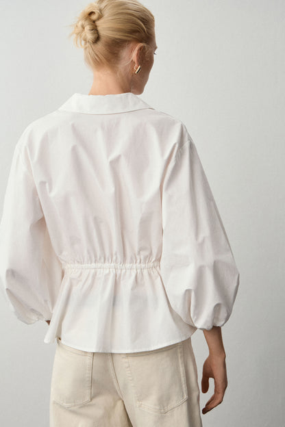 DRAPED COTTON BLOUSE